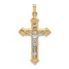 Diamond2deal 14k Two-tone Gold Polished And Textured Inri Crucifix Pendant In Multi