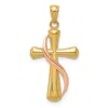 Diamond2deal 14k Two-tone Gold Polished Cross Drape Pendant In Multi