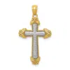 Diamond2deal 14k Two-tone Gold Polished Cross Pendant In Multi