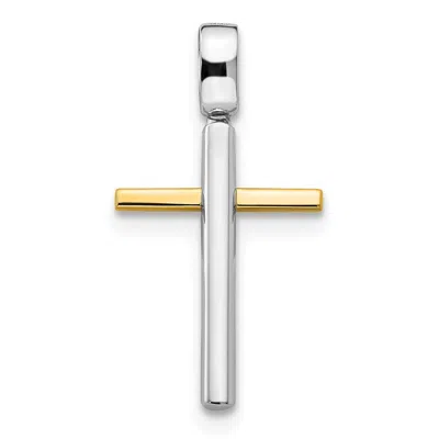 Diamond2deal 14k Two-tone Gold Polished Cross Pendant In Multi