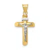 Diamond2deal 14k Two-tone Gold Rhodium Inri Crucifix Pendant In Multi