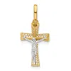 Diamond2deal 14k Two-tone Gold Polished Cubic Zirconia Crucifix With Heart Ends Pendant In Multi