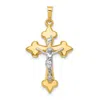 Diamond2deal 14k Two-tone Gold Polished Fleur De Lis Inri Crucifix Pendant In Multi