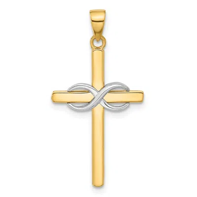 Diamond2deal 14k Two-tone Gold Polished Infinity Cross Pendant In Multi