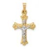 Diamond2deal 14k Two-tone Gold Polished Inri Crucifix Cross Pendant In Multi