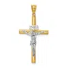 Diamond2deal 14k Two-tone Gold Polished Inri Crucifix Cross Pendant In Multi