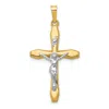 Diamond2deal 14k Two-tone Gold Polished Inri Crucifix Pendant In Multi