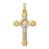 Diamond2deal 14k Two-tone Gold Polished Inri Crucifix Pendant In Multi