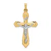 Diamond2deal 14k Two-tone Gold Polished Inri Crucifix Pendant In Multi