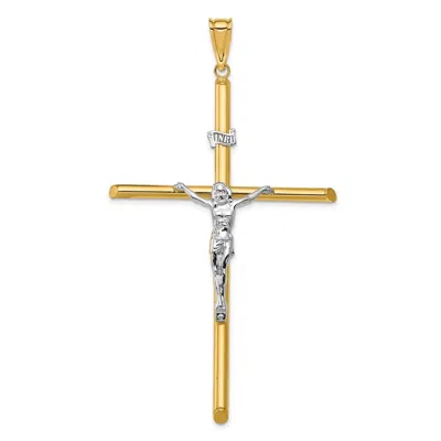 Diamond2deal 14k Two-tone Gold Polished Jesus Crucifix Pendant In Multi