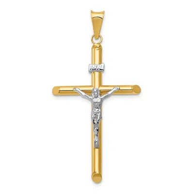 Diamond2deal 14k Two-tone Gold Polished Jesus Crucifix Pendant In Multi