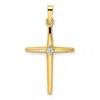 Diamond2deal 14k Two-tone Gold Polished Solid Diamond Shape Center Cross Pendant In Multi