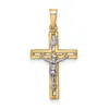 Diamond2deal 14k Two-tone Gold Polished Solid Inri Crucifix Pendant In Multi