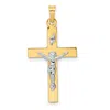 Diamond2deal 14k Two-tone Gold Polished Solid Inri Crucifix Pendant In Multi