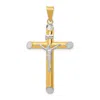 Diamond2deal 14k Two-tone Gold Rhodium Inri Crucifix Pendant In Multi