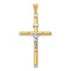 Diamond2deal 14k Two-tone Gold Rhodium Inri Crucifix Pendant In Multi