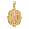 Diamond2deal 14k Two-tone Gold Rose Virgin Mary Pendant In Multi