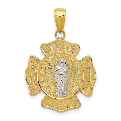 Diamond2deal 14k Two-tone Gold Saint Florian Medal Pendant In Multi