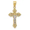 Diamond2deal 14k Two-tone Gold Small Lacy-edge Inri Crucifix Pendant In Multi