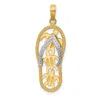 Diamond2deal 14k Two-tone Gold Triple Sea Turtle Flip-flop Pendant In Multi