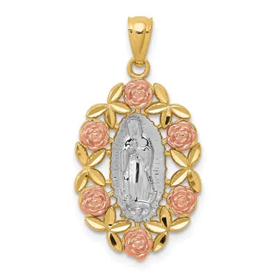 Diamond2deal 14k Two-tone Gold White Rhodium Guadalupe Pendant In Multi