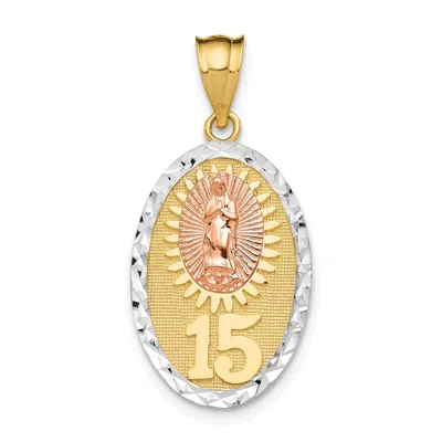 Diamond2deal 14k Two-tone Gold White Rhodium Lady Guadalupe 15 Pendant In Multi