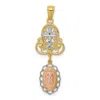 Diamond2deal 14k Two-tone Gold White Rhodium Lady Guadalupe Cross Pendant In Multi