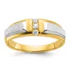 Diamond2deal 14k Two-tone Lab Grown Diamond 3-stone Band Ring 0.12ct Clarity- Vs Color- G-h In Yellow
