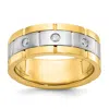 Diamond2deal 14k Two-tone Lab Grown Diamond 3-stone Band Ring 0.16ct Clarity- Vs Color- G-h In Yellow