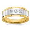 Diamond2deal 14k Two-tone Lab Grown Diamond 3-stone Band Ring 1/4ct Clarity- Vs Color- G-h In Yellow