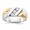Diamond2deal 14k Two-tone Lab Grown Diamond 3-stone Wedding Band Ring 1/2ct Clarity- Vs Color- G-h In Yellow