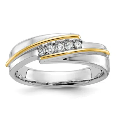 Diamond2deal 14k Two-tone Lab Grown Diamond 5-stone Band Ring 0.16ct Clarity- Vs Color- G-h In Yellow