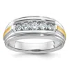 Diamond2deal 14k Two-tone Lab Grown Diamond 5-stone Band Ring 1/2ct Clarity- Vs Color- G-h In Yellow