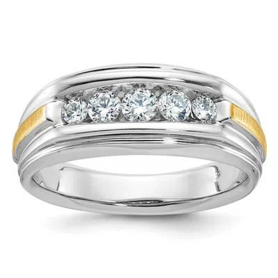 Diamond2deal 14k Two-tone Lab Grown Diamond 5-stone Band Ring 1/2ct Clarity- Vs Color- G-h In Yellow