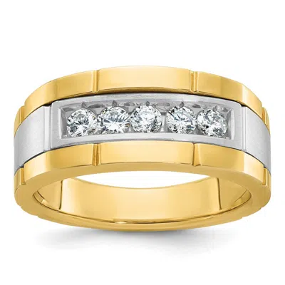 Diamond2deal 14k Two-tone Lab Grown Diamond 5-stone Band Ring 1/2ct Clarity- Vs Color- G-h In Yellow