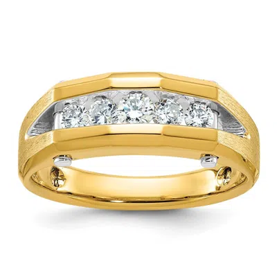 Diamond2deal 14k Two-tone Lab Grown Diamond 5-stone Band Ring 1/2ct Clarity- Vs Color- G-h In Yellow
