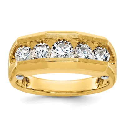 Diamond2deal 14k Two-tone Lab Grown Diamond 5-stone Band Ring 1.2ct Clarity- Vs Color- G-h In Yellow