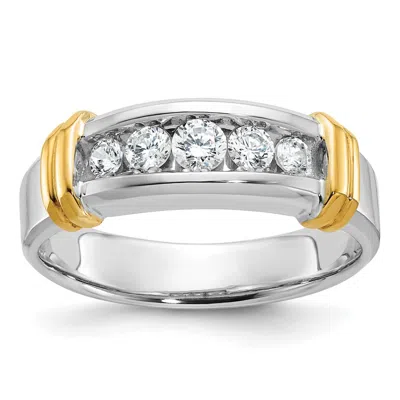 Diamond2deal 14k Two-tone Lab Grown Diamond 5-stone Band Ring 1/2ct Clarity- Vs Color- G-h In Yellow