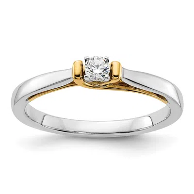 Diamond2deal 14k Two-tone Lab Grown Diamond Engagement Ring 0.12ct Clarity- Vs Color- G-h In Yellow