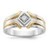 Diamond2deal 14k Two-tone Lab Grown Diamond Wedding Band Ring 0.15ct Clarity- Vs Color- G-h In Yellow