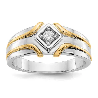 Diamond2deal 14k Two-tone Lab Grown Diamond Wedding Band Ring 0.15ct Clarity- Vs Color- G-h In Yellow