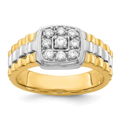 Diamond2deal 14k Two-tone Lab Grown Diamond Wedding Band Ring 0.4ct Clarity- Vs Color- G-h In Yellow