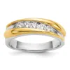 Diamond2deal 14k Two-tone Lab Grown Diamond Wedding Band Ring 0.4ct Clarity- Vs Color- G-h In Yellow