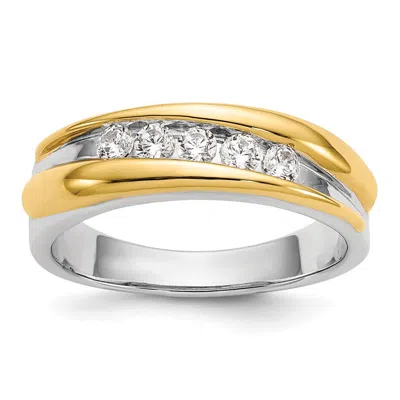 Diamond2deal 14k Two-tone Lab Grown Diamond Wedding Band Ring 0.4ct Clarity- Vs Color- G-h In Yellow