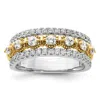 Diamond2deal 14k Two-tone Lab Grown Diamond Wedding Band Ring 0.9ct Clarity- Vs Color- G-h In Yellow