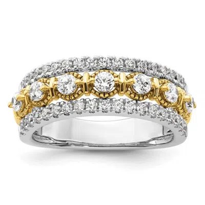 Diamond2deal 14k Two-tone Lab Grown Diamond Wedding Band Ring 0.9ct Clarity- Vs Color- G-h In Yellow