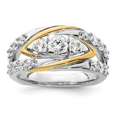 Diamond2deal 14k Two-tone Lab Grown Diamond Wedding Band Ring 1.15ct Clarity- Vs Color- G-h In Yellow