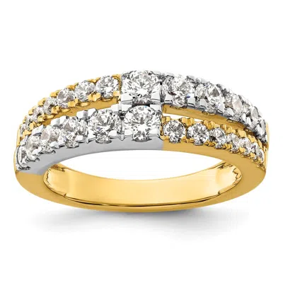 Diamond2deal 14k Two-tone Lab Grown Diamond Wedding Band Ring 1.25ct Clarity- Vs Color- G-h In Yellow