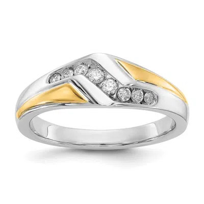 Diamond2deal 14k Two-tone Lab Grown Diamond Wedding Band Ring 1/4ct Clarity- Vs Color- G-h In Yellow