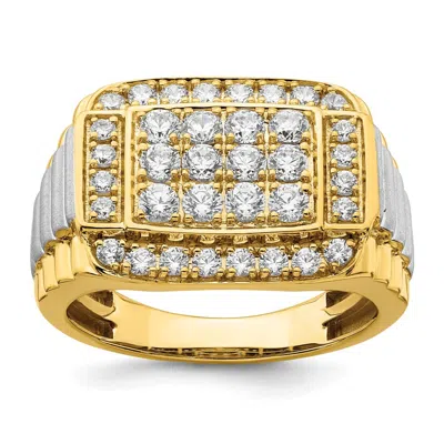 Diamond2deal 14k Two-tone Lab Grown Diamond Wedding Band Ring 1.5ct Clarity- Vs Color- G-h In Yellow